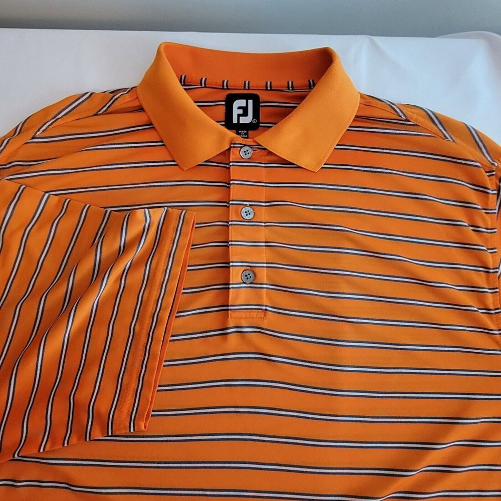 Foot‎ Joy Men's L Orange/Gray Pull Over Short Sleeves Golf Polo Shirt